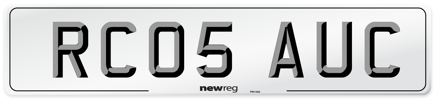 RC05 AUC Number Plate from New Reg